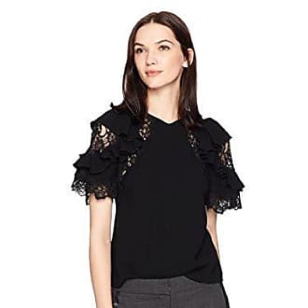 Rebecca Taylor short sleeve lace top